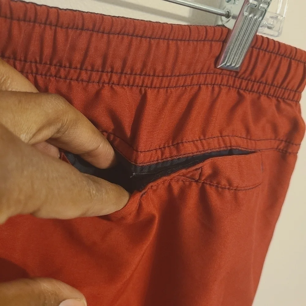 Speedo | Men's Red Athleisure Sporty Swim Trunks With Pockets (Size Small)